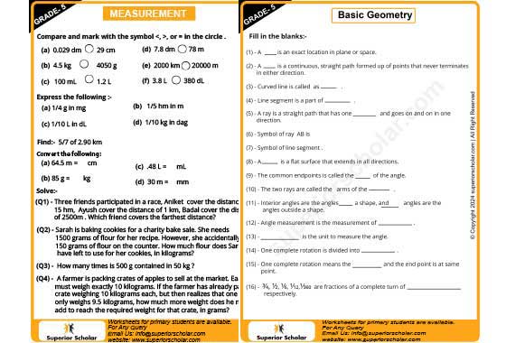 measurement & geometry worksheet