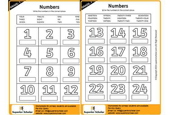 numbers worksheet