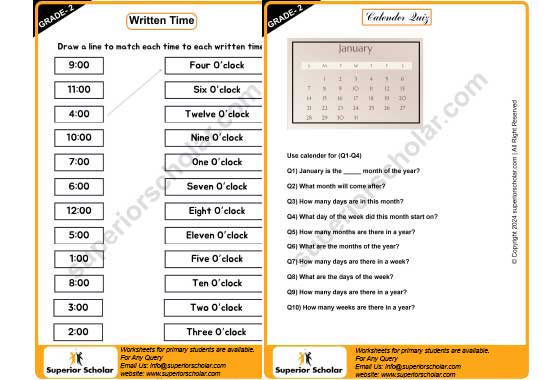 time-calendar worksheet
