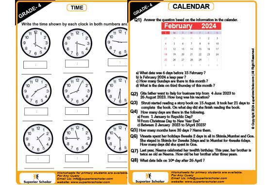 time-calendar worksheet