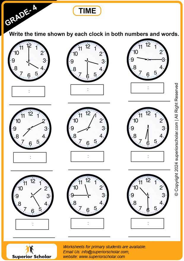 time-calendar worksheet